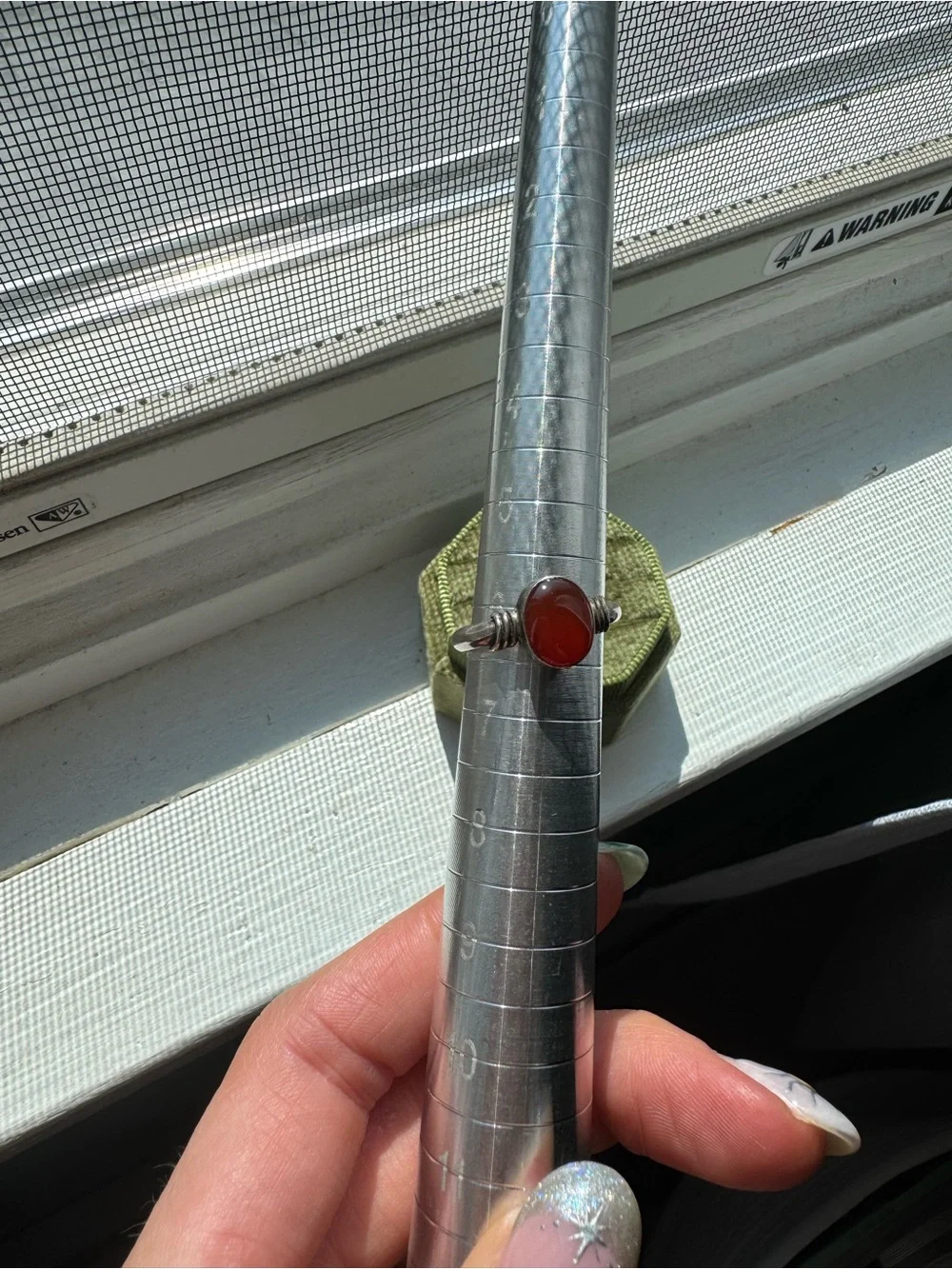 Sterling Silver Carnelian  Red Stone Ring - size 6.5